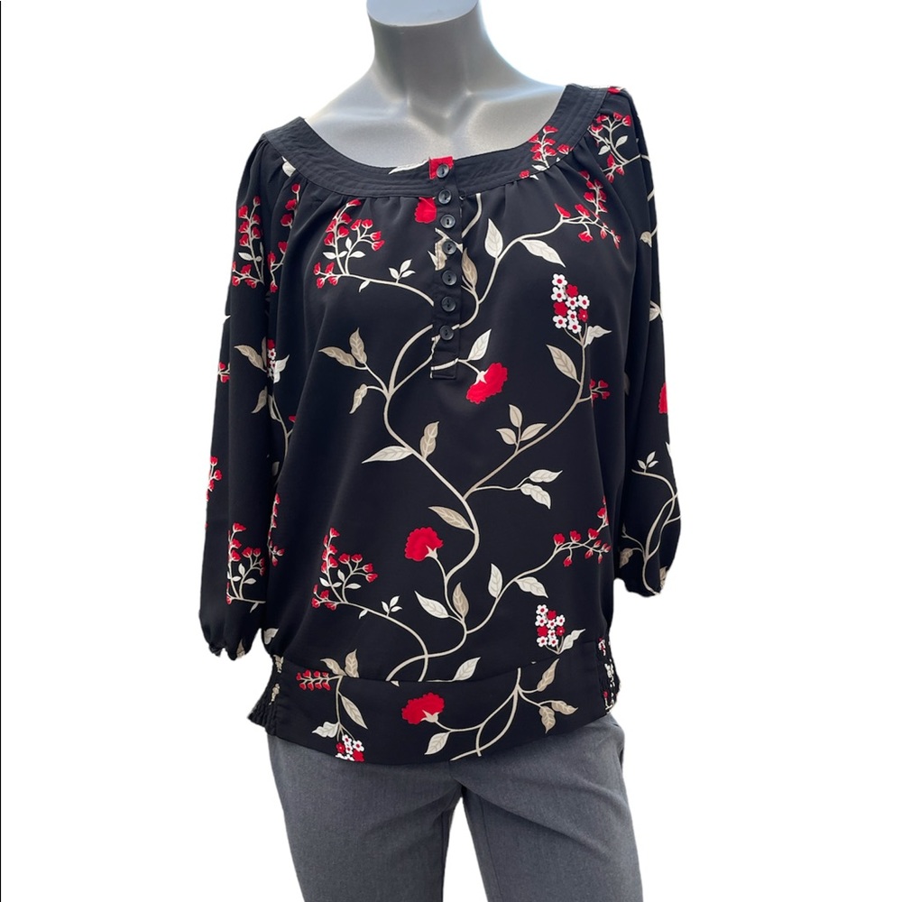 Moonlight Bay Floral Print Dressy Top XL